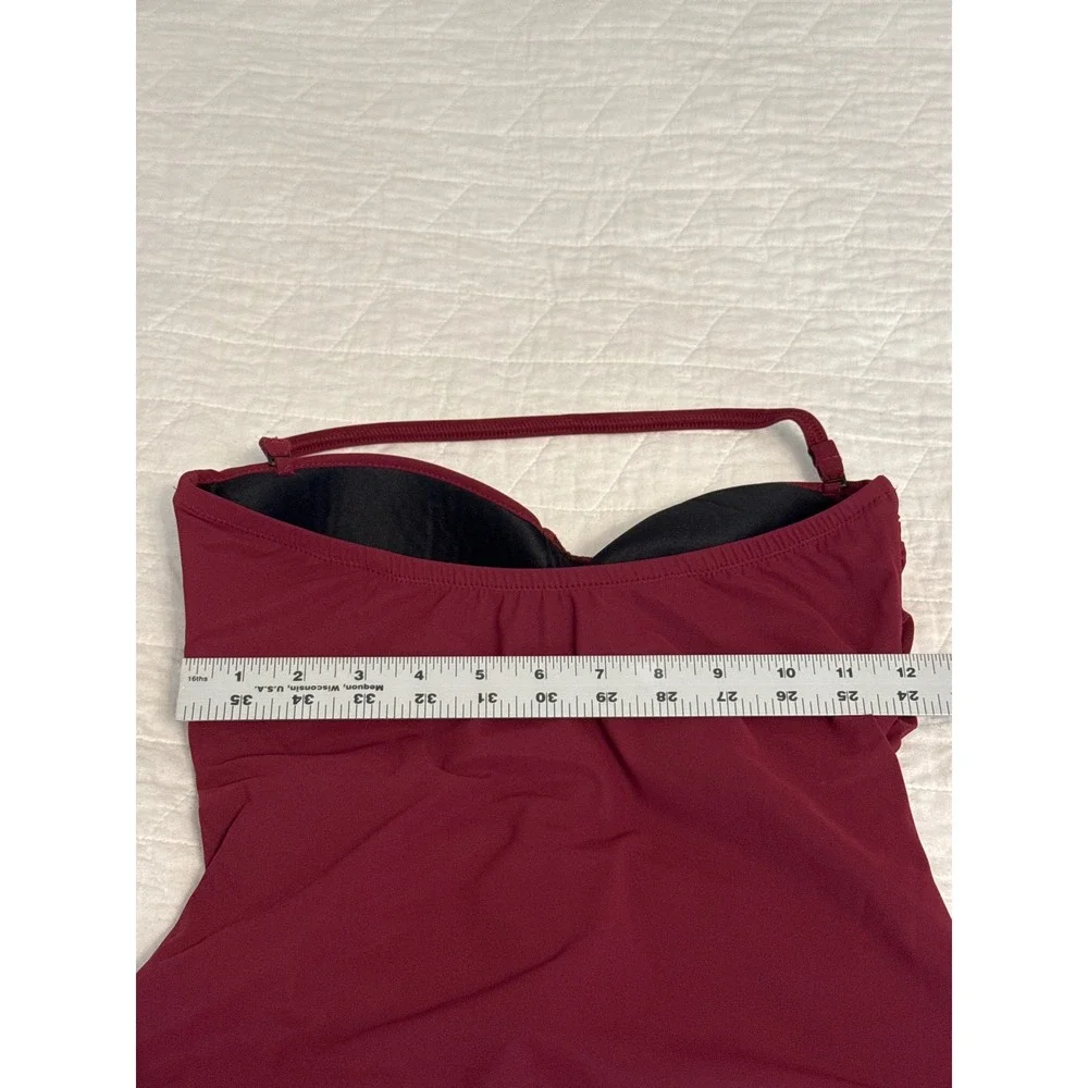 Profile by Gottex Ruched‎ One Piece Swimsuit Red Laced Halter Size 10